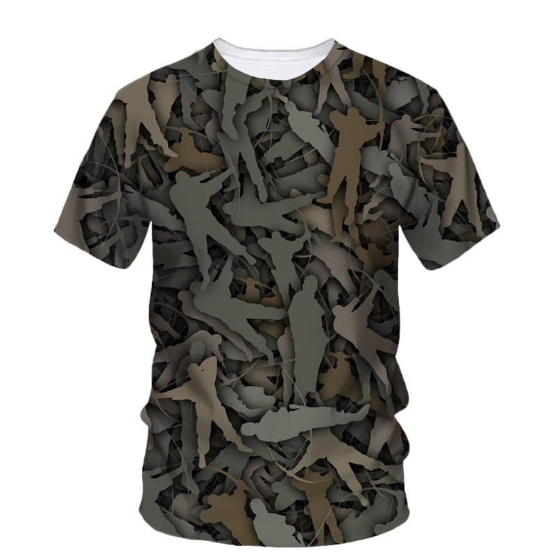 Outdoor Hunting Graphic Tees - الرجال عادية كامو الرسم تي شيرت