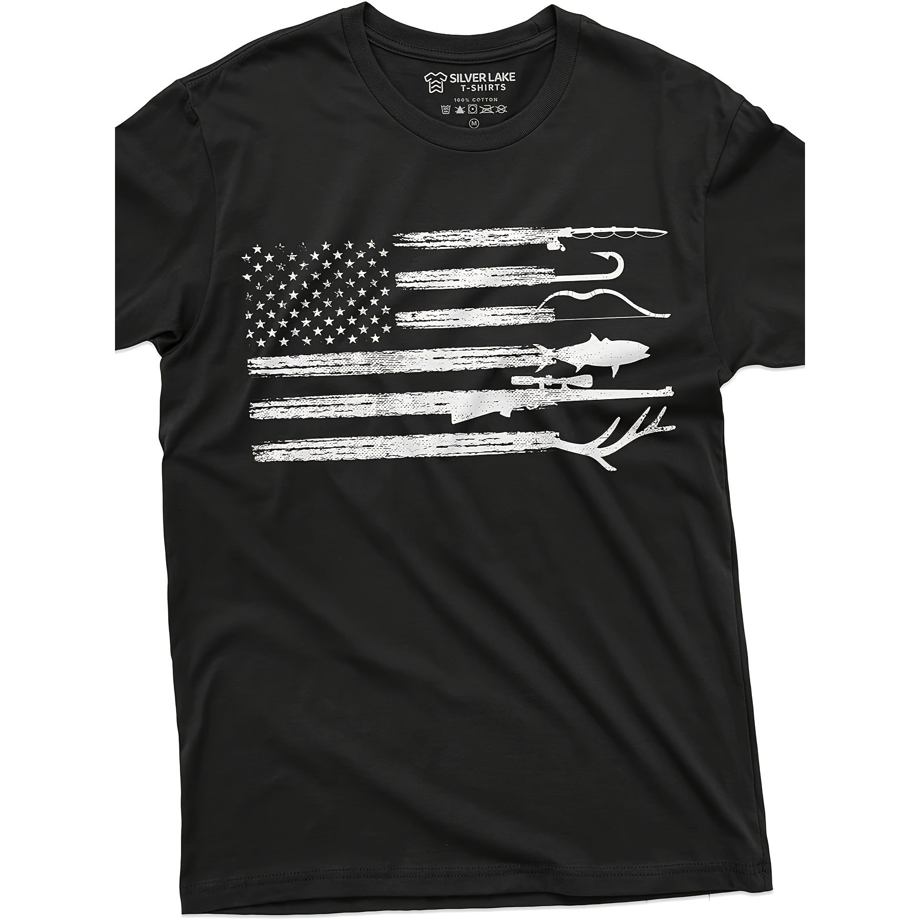 Outdoor Hunting Graphic Tees - تي شيرت رجالي بطبعة علم أمريكي