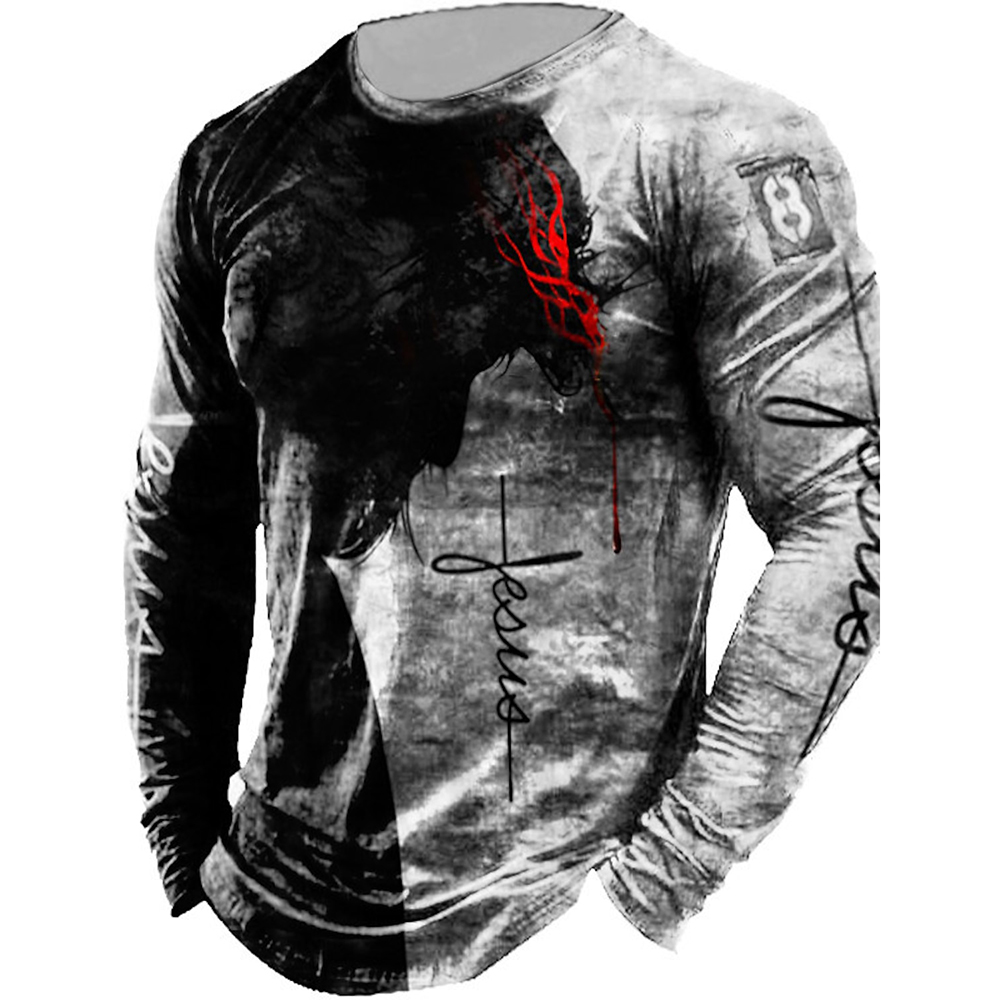 Outdoor Hunting Graphic Tees - الرجال طويلة الأكمام الرسومات تي شيرت